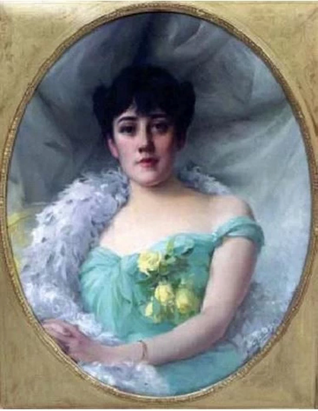 François Paul Auguste Quinsac - Giovane donna in abito verde